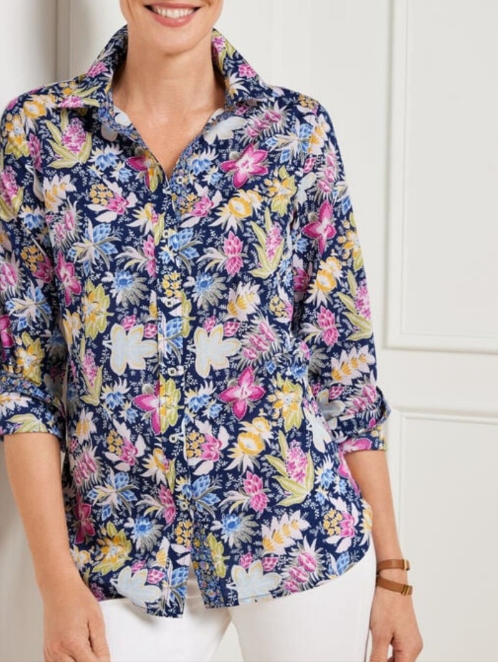 Talbots Floral Button-Up Blouse
